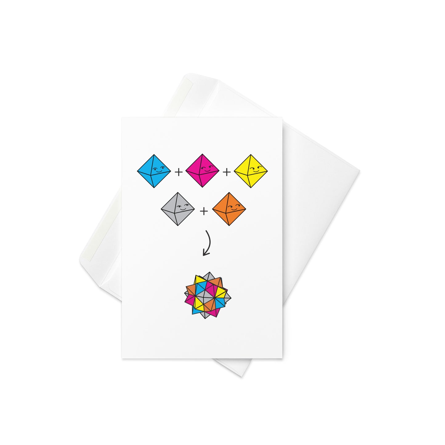 WE MAKE A GOOD COMPOUND: 5 OCTAHEDRA Greeting Card